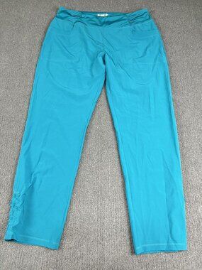 Reel Legends Womens Turquoise Pull-On Ruched Waist Pants Petite Large PL